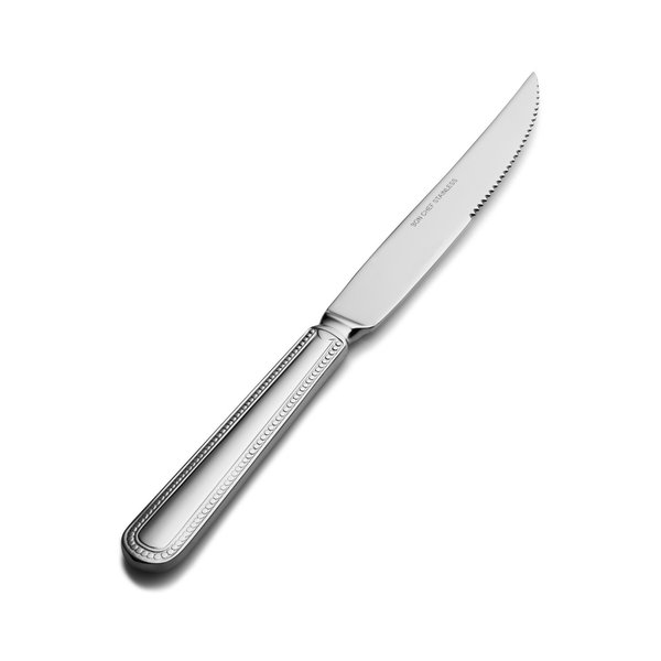 Bon Chef Bolero, Steak Knife, Euro, Solid Handle, Mirror Finish, 13/0, 9.66" *Same As S1015* , set of 12 S715